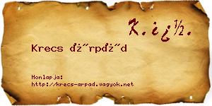 Krecs Árpád névjegykártya